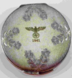 WWII GERMAN HEER EAGLE SILVER POWDER CASE & MIRROR
