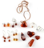 16 PC LARGE ASSORTED RUSSIAN AMBER JEWELRY LOT