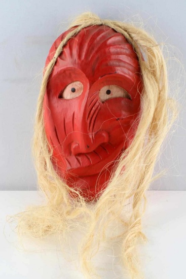 IROQUOIS HAND CARVED FALSE FACE SOCIETY MASK