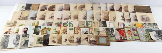 LOT OF VICTORIAN AND WWII POSTCARDS TIN TYPE CARDS