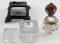 LOT OF 2 VINTAGE GLASS AND METAL INKWELLS