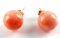 14 KT GOLD AND ANGEL SKIN CORAL EARRINGS