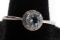 10 KT GOLD DIAMOND HALO AQUAMARINE SOLITAIRE RING