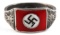 GERMAN WWII THIRD REICH NSDAP RED SLVER RING
