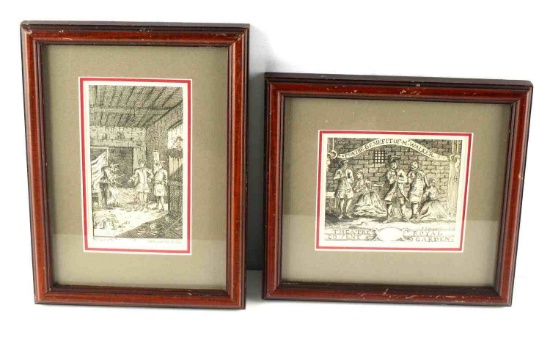 OLD ENGLISH HOGARTH ETCHING LOT LONDOIN THEATRE