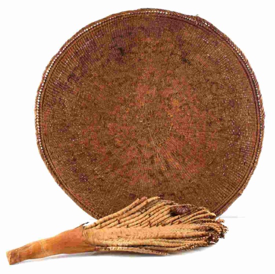 OLD NATIVE AMERICAN 3 COIL PINE NEEDLE BASKET