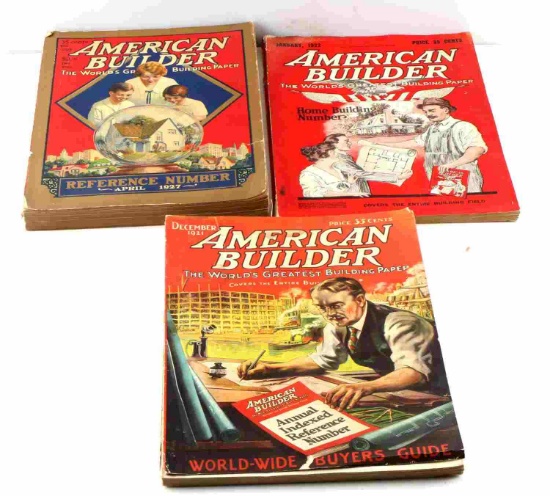 LOT OF 3 AMERICAN BUILDER MAGAZINES CIRCA 1920'S