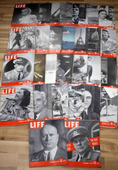LOT OF 28 WWII ERA LIFE MAGAZINES 1939 TO 1946