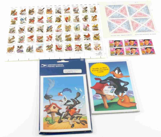 USPS STAMP POSTCARD & 1981 STATE BIRD & ELVIS LOT