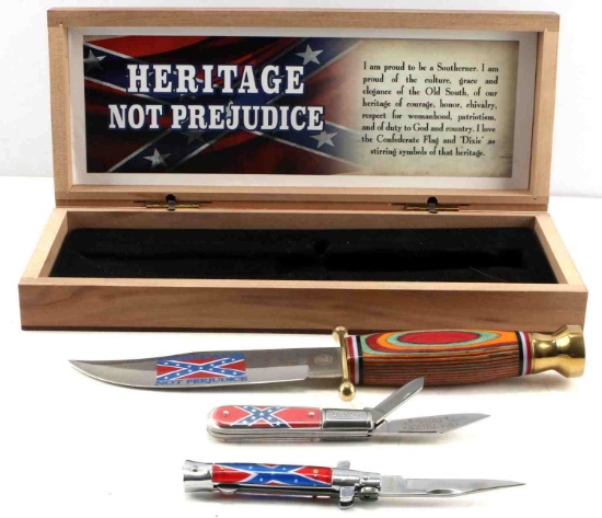 CONFEDERATE FLAG BARLOW CHIPAWAY KNIFE LOT CASED