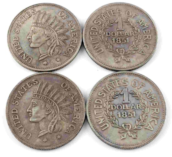 INDIAN HEAD 1 DOLLAR COIN STYLE CASINO TOKEN LOT