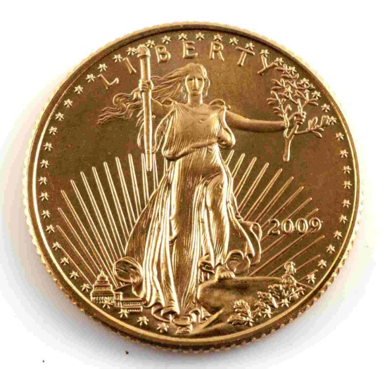 2009 GOLD 1/10 OZ AMERICAN EAGLE BU COIN