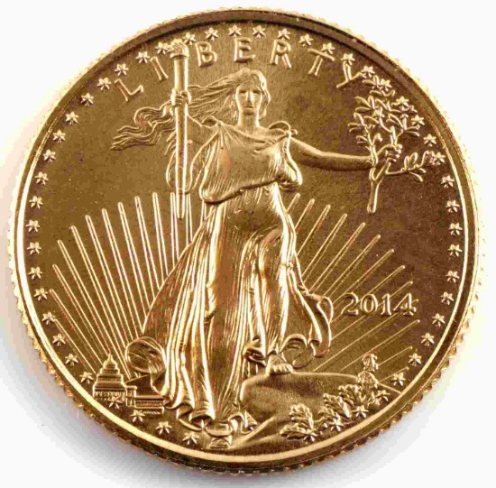 2014 GOLD 1/10 OZ AMERICAN EAGLE BU COIN
