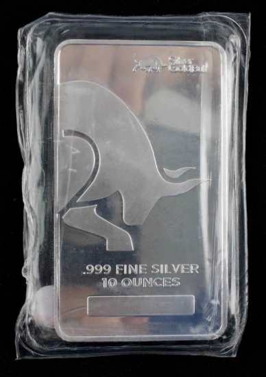 10 OZ .999 FINE SILVER BULL BAR INGOT