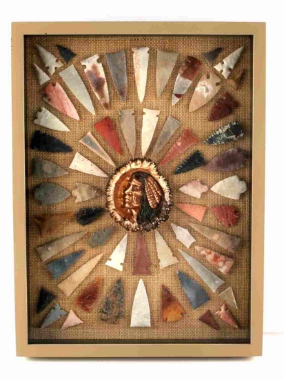 NATIVE AMERICAN INDIAN ARROWHEAD HOMAGE DISPLAY