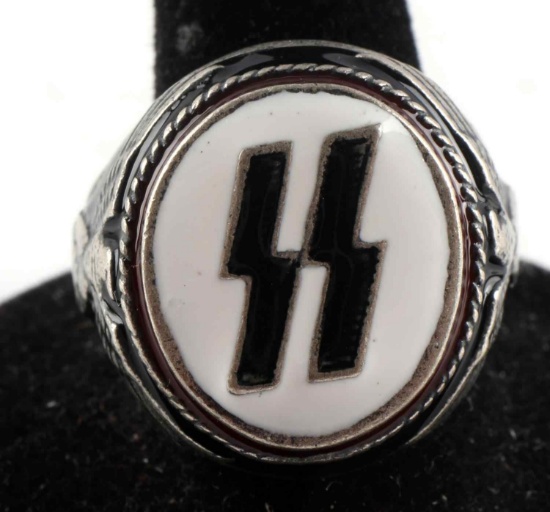 GERMAN THIRD REICH WWII SS RUNES SILVER RING