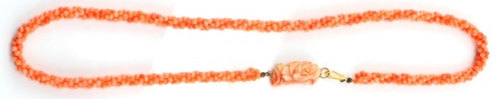 VINTAGE ANGEL SKIN PINK CORAL BEAD NECKLACE