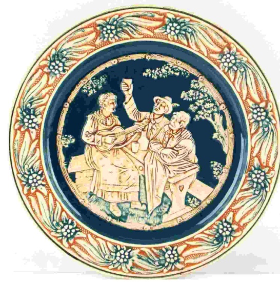 ANTIQUE GERMAN BIERGARTEN ART PLATE