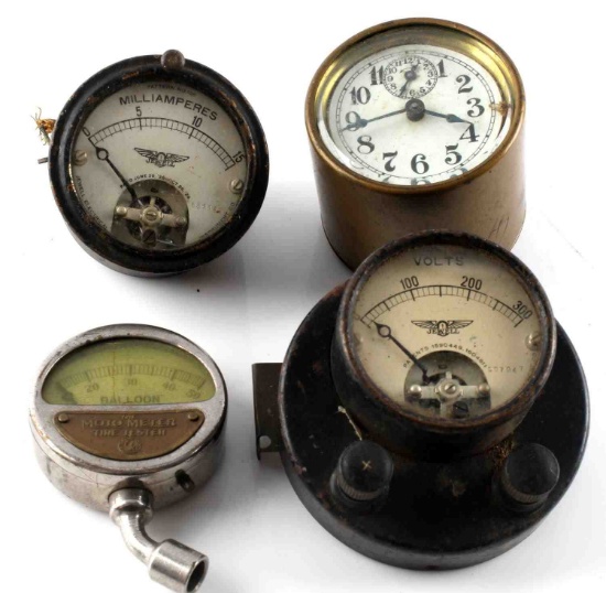 MOTO METER TIRE GAUGE & 3 JEWELL INSTRUMENT GAUGE