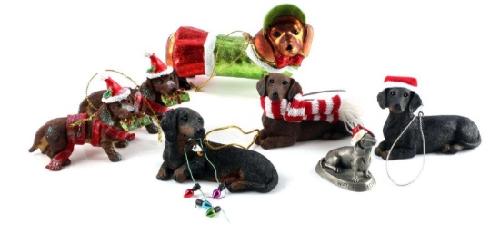 LOT OF 7 CHRISTMAS DACHSHUNDS TREE ORNAMENT LOT