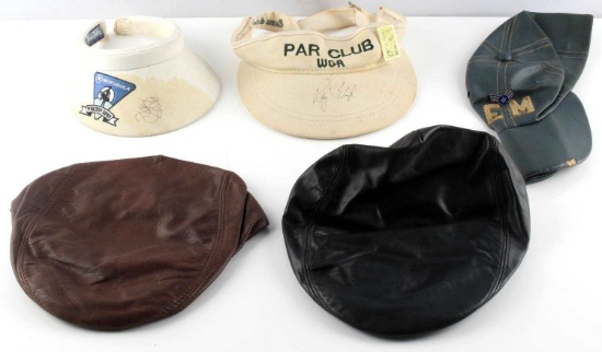 LOT OF 5 PRO GOLFER SIGNED LEATHER SPORTS HATS