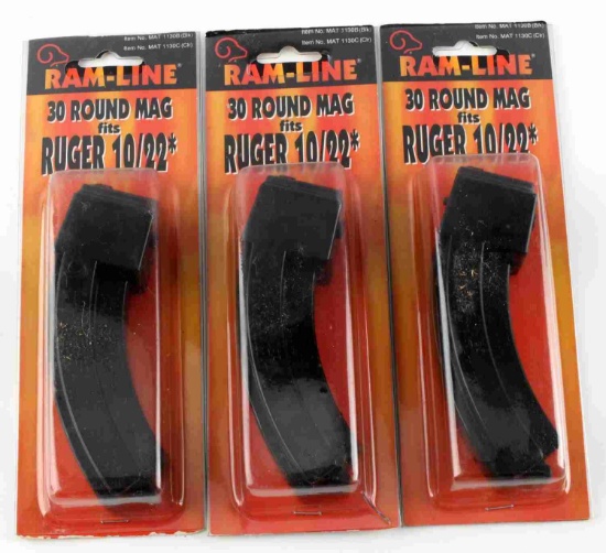 LOT OF 3 RAM LINE 30 RD MAGAZINE FITS RUGER 10 22