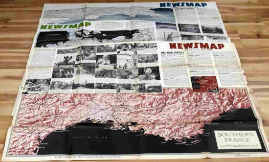 3 WWII US NEWSMAP POSTER LOT INDUSTRIAL ED ETC