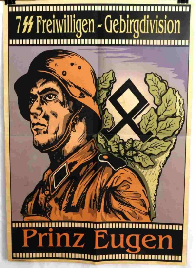 WWII GERMAN 3RD REICH WAFFEN SS PROPAGANDA POSTER