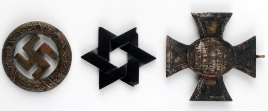 EXCAVATED WWII THIRD REICH BADGES & STAR OF DAVID