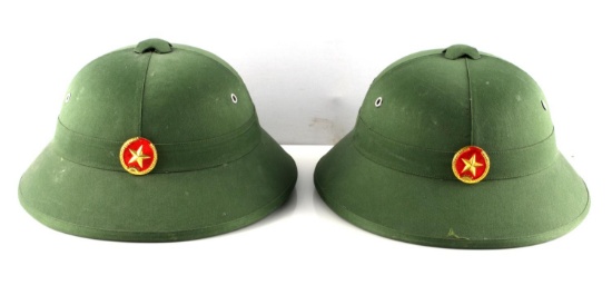 2 VIETNAM WAR VIET CONG GREEN PITH HELMET LOT