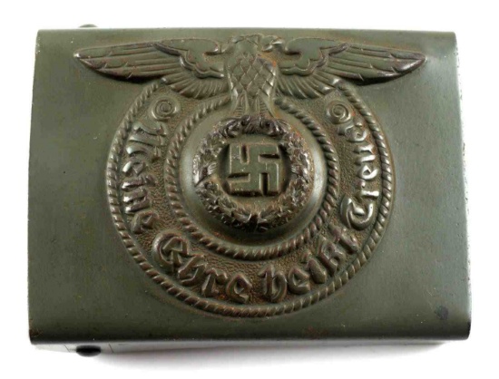 WWII GERMAN SS STEEL BELT BUCKLE COMBAT GREEN