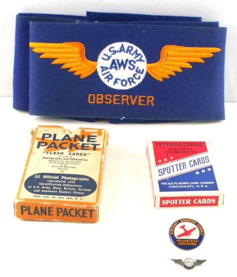 5 U.S.A.F MILITARY SPOTTER CARDS AND ARM BAND LOT