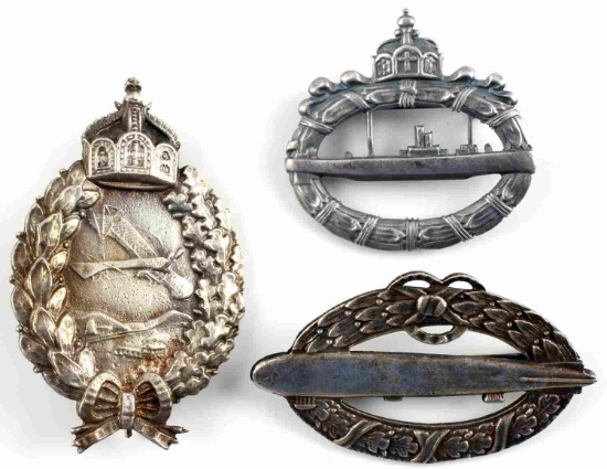 GERMAN WWI IMPERIAL U BOAT ZEPPELIN BADGE LOT OF 3