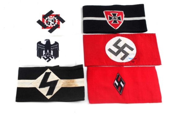 WWII GERMAN THIRD REICH LOT OF 6 ARMBANDS