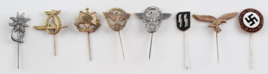 GROUP OF 8 THIRD REICH GERMAN WWII STICKPINS