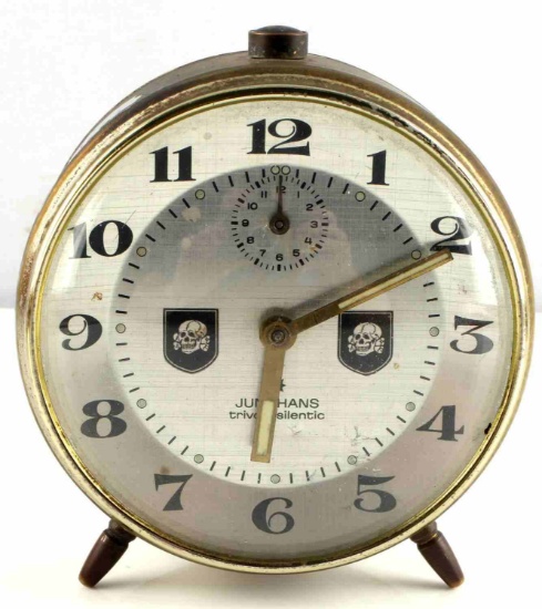 GERMAN WWII THIRD REICH SS TOTENKOPF ALARM CLOCK
