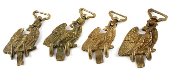 IMPERIAL GERMAN BRASS DRUM EAGLE HANGER LOT OF 4