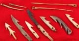 NATIVE AMERICAN BONE HARPOON NEEDLE LOT OF 11