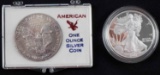 2007 SILVER EAGLE PROOF & 1987 SILVER EAGLE COIN