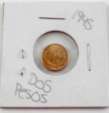 1945 MEXICAN DOS PESOS GOLD COIN