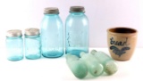 GENERAL ANTIQUES SALT POTTERY BALL AND BOTTLE LOT