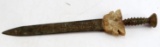 CHINESE CAST BRONZE AND CARVED SOAPSTONE DAGGER