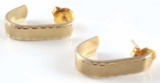 14KT GOLD VINTAGE ETCHED HALF LOOP STUD EARRING