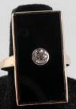 14KT BLACK ONYX RING WITH .25 TCW ROUND DIAMOND