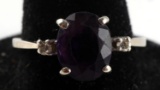 14KT 1 TCW AMETHYST LADIES RING WITH DIAMONDS