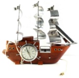 UNITED MID CENTURY MANTLE LIGHTED SHIP CLOCK