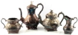ANTIQUE REPOUSSE SILVERPLATE TEA  COFFEE SET