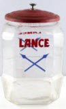 VINTAGE GLASS LANCE COOKIE OR CRACKER DISPLAY JAR