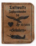 WWII GERMAN LUFTWAFFFE GREEN HEARTS AUSWEIS BOOK