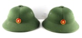 2 VIETNAM WAR VIET CONG GREEN PITH HELMET LOT